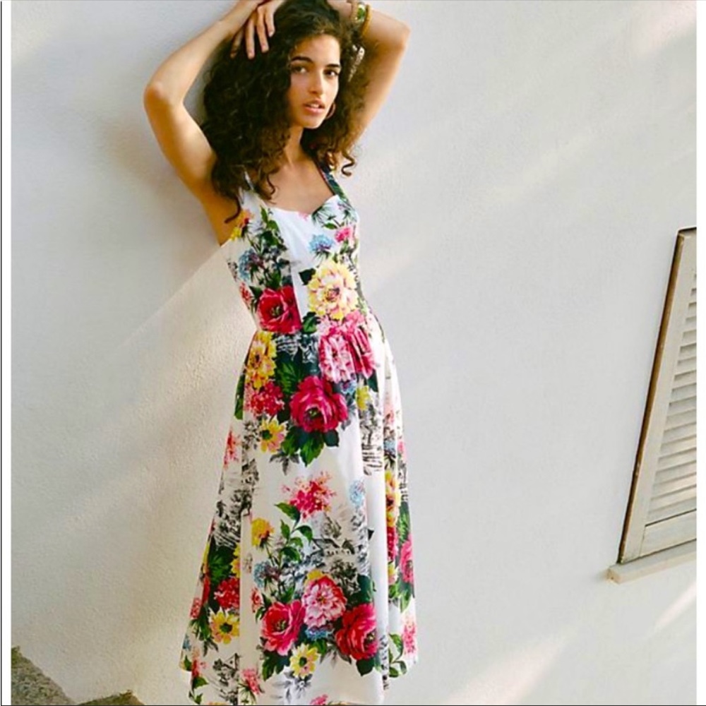 Anthropologie Amelia Floral Sweetheart Neckline Dress